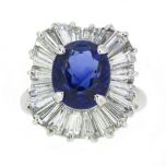 Anillo "bailarina" zafiro y diamantes