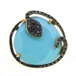 Sortija serpiente diamante negro y turquesa