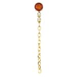 1/2 Pendiente cadena de oro zafiro naranja y diamantes