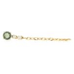 1/2 Pendiente cadena de oro zafiro verde y diamantes