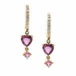 Aros de diamantes + colgantes zafiro rosa