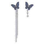 Pendientes "Papillon" zafiros y diamantes con apliques cadenas