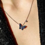 Cadena y colgante "Papillon" zafiro rosa y diamante