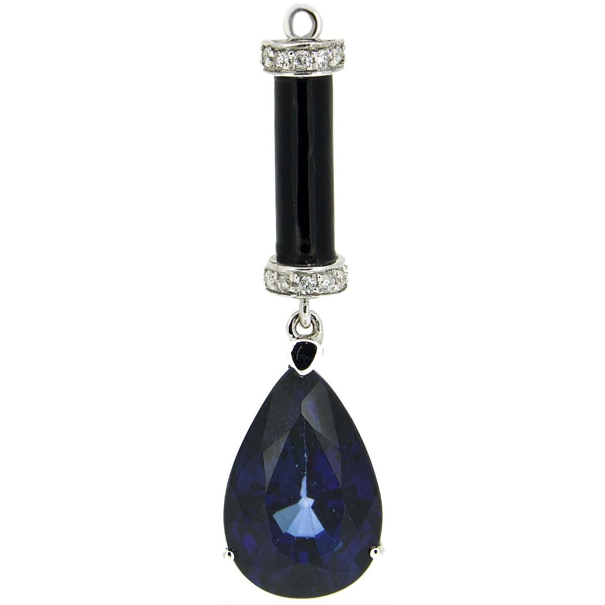 Colgantes de coral negro, diamante y zafiro