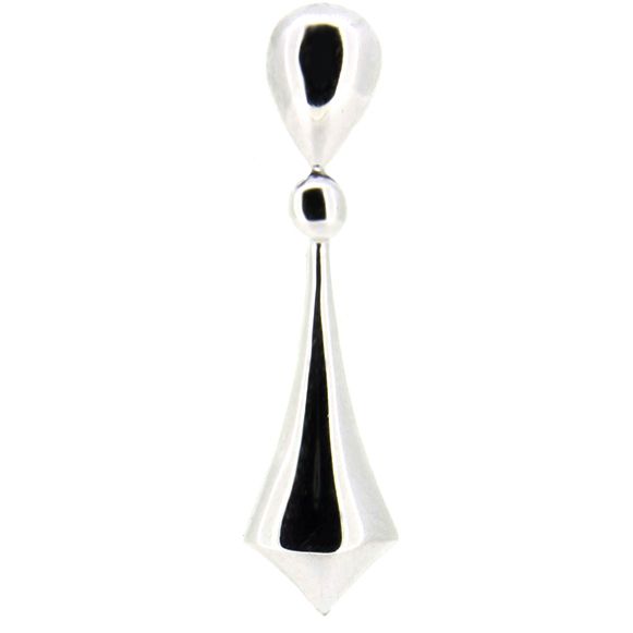 Pendientes largos de oro blanco y línea decô