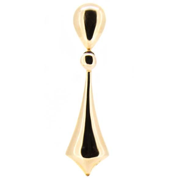 Pendientes largos de oro rosa y línea decô