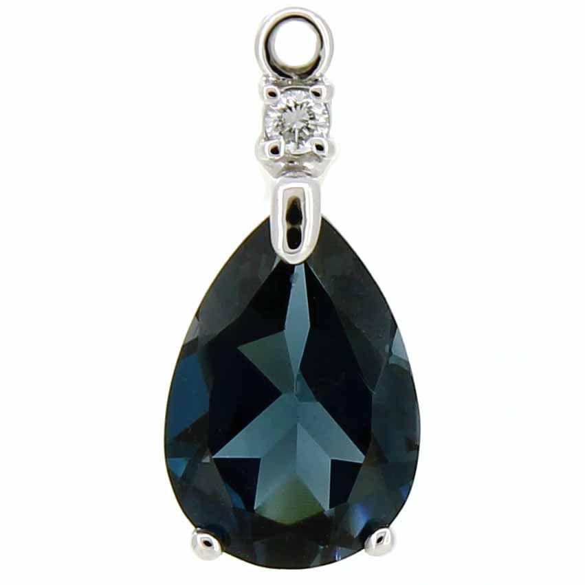 Colgantes topacio tono London blue (10x7mm) y detalle de diamante