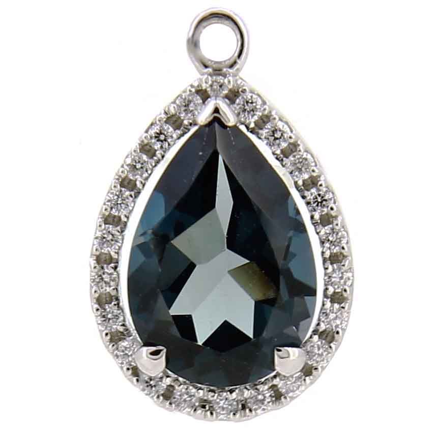Colgantes topacio London blue (10x7mm) orlada de diamantes