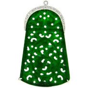 Colgantes de Jade tallado con semi orla de diamantes (forma Campana)