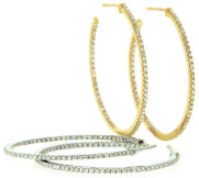 Aros con brillantes en cara exterior e interior Aros con brillantes en cara exterior e interior