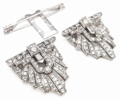 Broche Art decô doble clip de diamantes Broche Art decô doble clip de diamantes