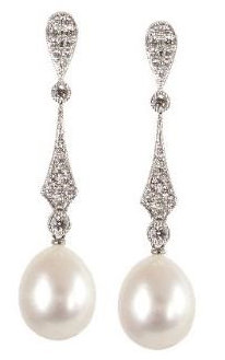 Pendientes largos de brillantes inspiración art decô Pendientes largos de brillantes inspiración art decô