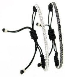 Pulsera de diamantes blancos y negros, modelo media caña Pulsera de diamantes blancos y negros, modelo media caña