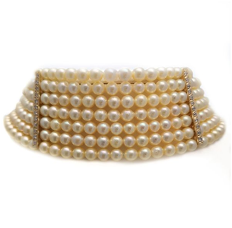 Collar choquer perlas golden